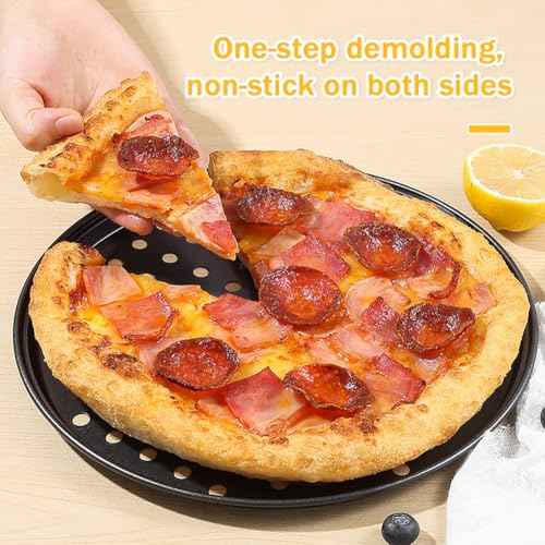 9.5,10,11''Pizza Pan for oven, Round Nonstick Pizza Pans with Holes, Carbon Steel Pizza Baking Tray for Home Kitchen 3 Pack (9.5,10,11 Inch Pizza Pan (3 Piece)) (3 Count)