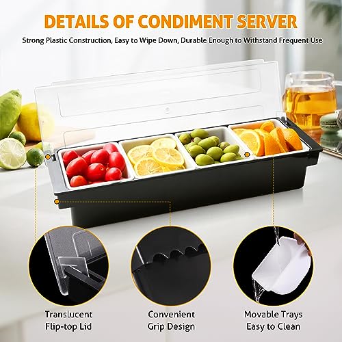 Ice Chilled Condiment Caddy with 4 Removable Trays and Lids