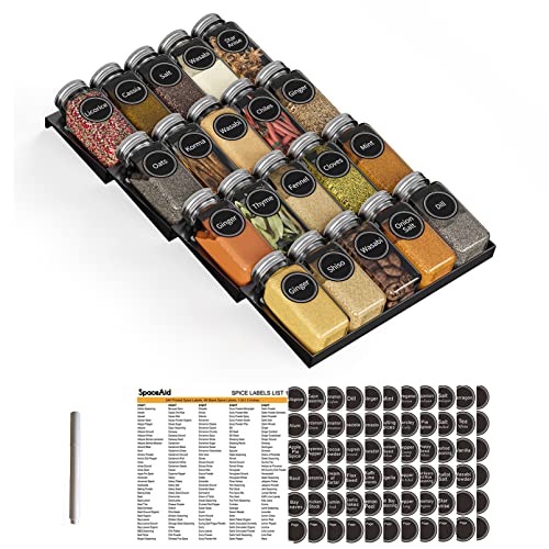 Spice Drawer Organizer with 20 Spice Jars (20 Count)