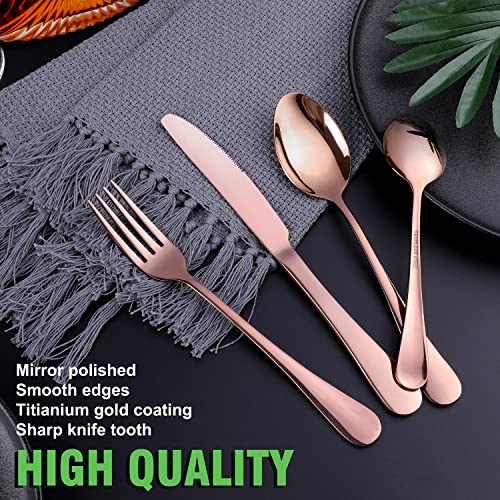 Copper Rose Gold Silverware Set (6 Count)