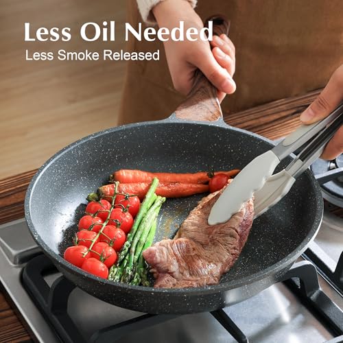 10inch Nonstick Frying Pan Chef's Pan with Glass Lid