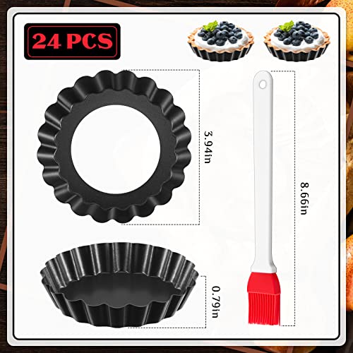 24 Pcs Mini Tart Pans 4 Inch with Removable Bottom Round Nonstick