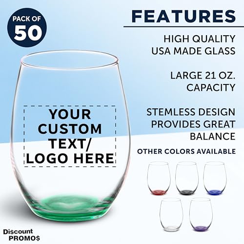 50 ARC Stemless Wine Glasses Set (50 Count)