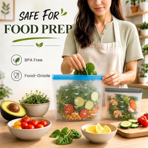 Dishwasher Safe Reusable Storage bags Stand Up (9 Count)