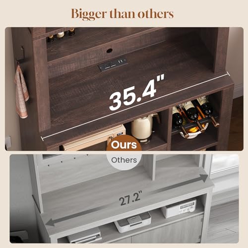 73" Tall Arched Bakers Rack with Power Outlet and LED Light