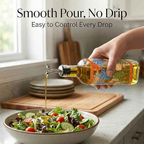 2 Pack 17oz Glass Olive Oil Dispenser Bottle Set