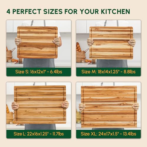 Large Teak Wood Cutting Board with Juice Groove