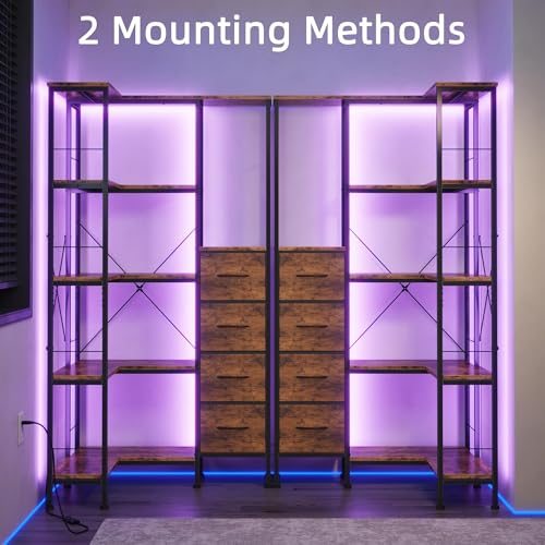 5 Tier Corner Bookshelf with LED Light Strips