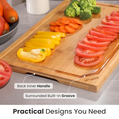 Extra Large 18" x 12" Bamboo Cutting Board for Kitchen