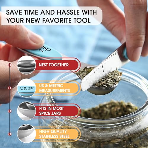Stainless Steel 8 Magnetic Measuring Spoons (2 Count)
