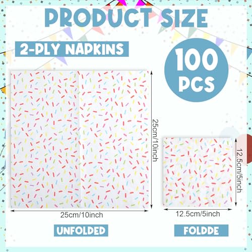 100 Pcs Sprinkles Donut Napkins Birthday Party