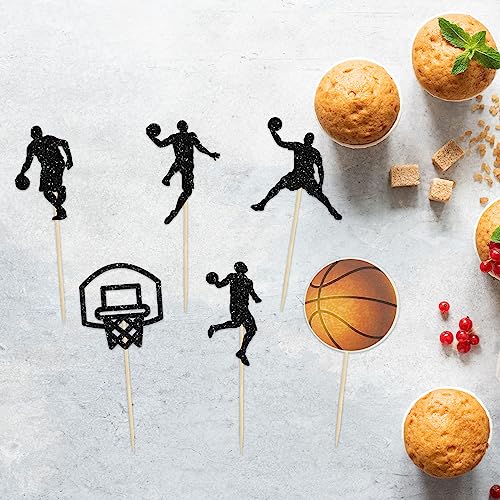 24Pcs Basketball Cupcake Toppers Star Sports Fan Basketball Backboard Cupcake Picks Baby Shower Players Sports Theme Birthday Party Cake Decorations Supplies (24 Count)