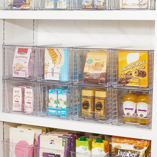 4 Pack Stackable Clear Pantry Storage Drawers (2 Count)