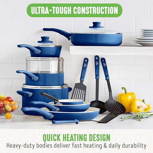 16 Piece Ceramic Nonstick Pots & Pans Cookware Set
