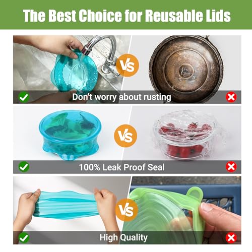 Silicone Stretch Lids for Food Storage in Fridge (6 Count)