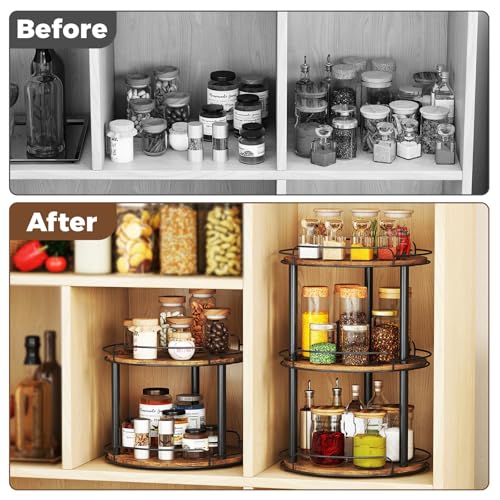 12'' Wood Lazy Susan Turntable Organizer for Cabinet