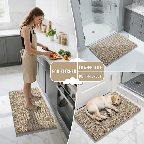 Long Bathroom Rugs Non Slip Washable 44x24 Inch