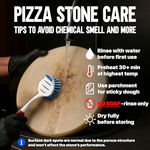 14 inch Pizza Stone for Oven and BBQ Grill with Handles