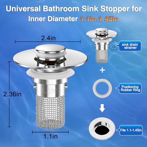 Bathroom Sink Drain Strainer (3 Count)