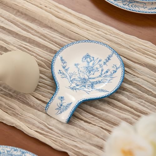 Blue Garden Toile De Jouy Spoon Rest for Stove Top