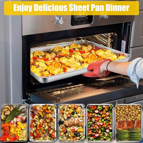 3 Pack 18x13 Inch Stainless Steel Baking Half Sheet Set (3 Count)