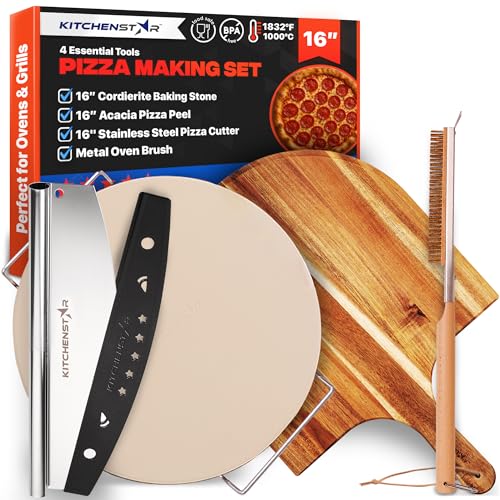 6 Inch Pizza Stone Set for Oven and Grill with Peel (6 Count)