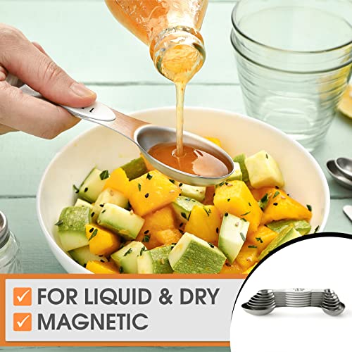 Stainless Steel 8 Magnetic Measuring Spoons for Kitchen