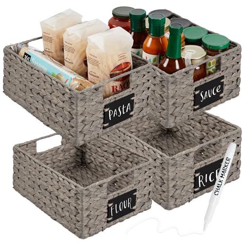 Set of 4 9x12in Water Hyacinth Pantry Baskets (4 Count)