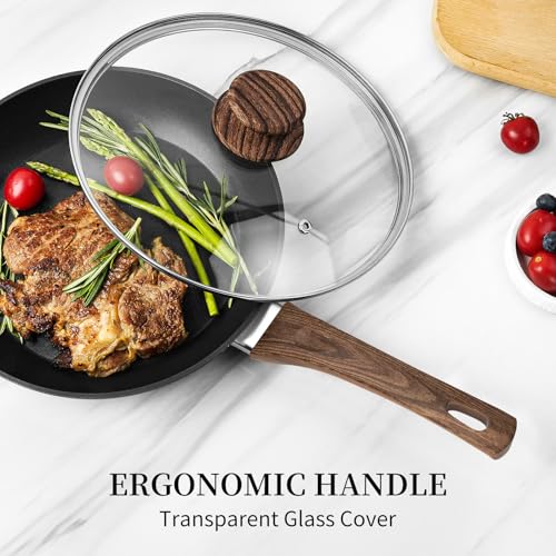 Nonstick Ceramic Frying Pans Skillets Set with Lid 8"+9.5"+11"