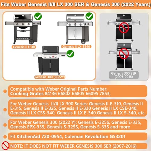 66802 Genesis II GS4 Grill Grates for Weber 3 Burner Genesis 2 GS4 Grill Parts Replacement Weber Genesis II