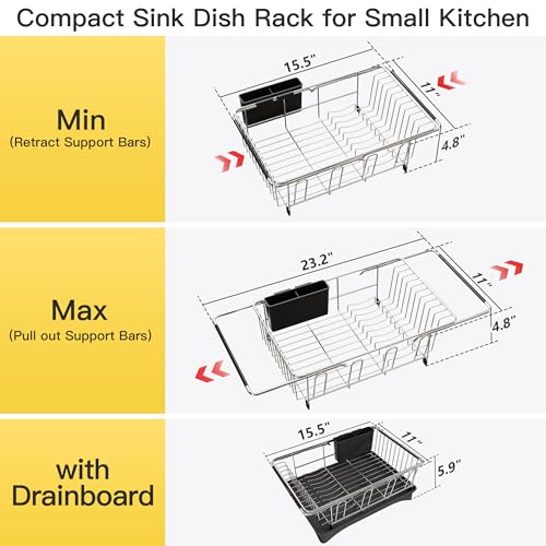in Sink Dish Drying Rack with Drainboard and Utensil Holder