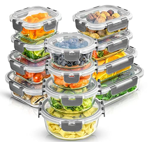 24pc Borosilicate Glass Storage Containers with Lids (12 Count)