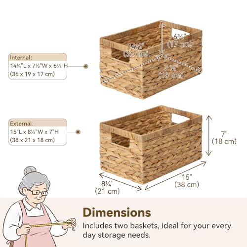 Wicker Storage Baskets for Shelves (2 Count)
