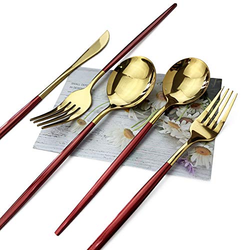 Red Gold Silverware Set (6 Count)