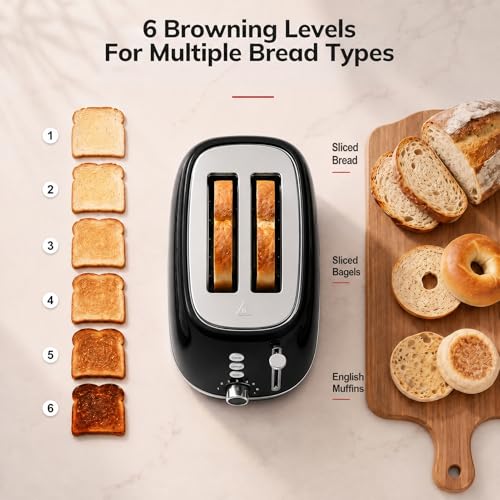 2 Slice Retro Stainless Steel Toaster with Bagel