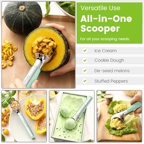 Heavy Duty Metal Ice Cream Scoop with Soft Grip Handle