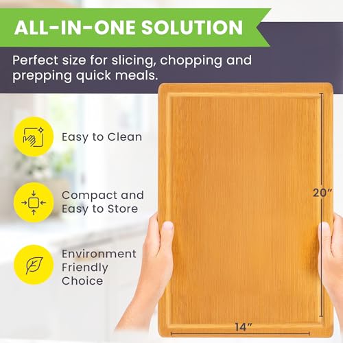 20 Inch Bamboo Wood Cutting Board Featuring Super