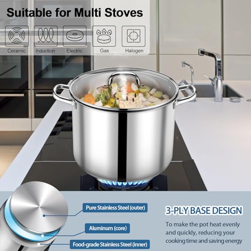 16 QT Stainless Steel Stock Pot with Lid