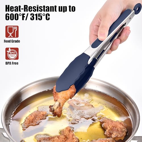 Kitchen Tongs with Silicone Tips for Cooking Serving
