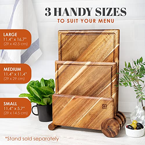 Chorus Acacia Wood Cutting Board Set with Juice Groove