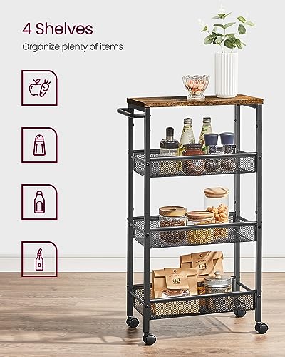 4 Tier Slim Rolling Storage cart with Wheels
