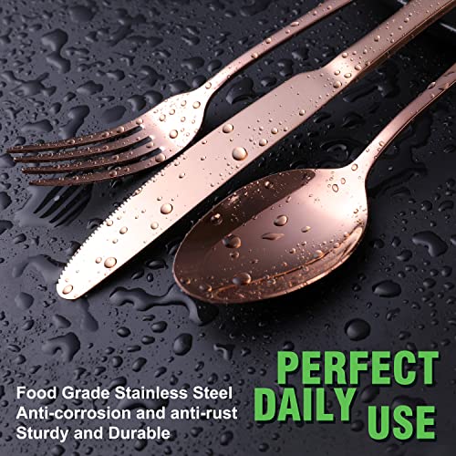 Copper Rose Gold Silverware Set (6 Count)