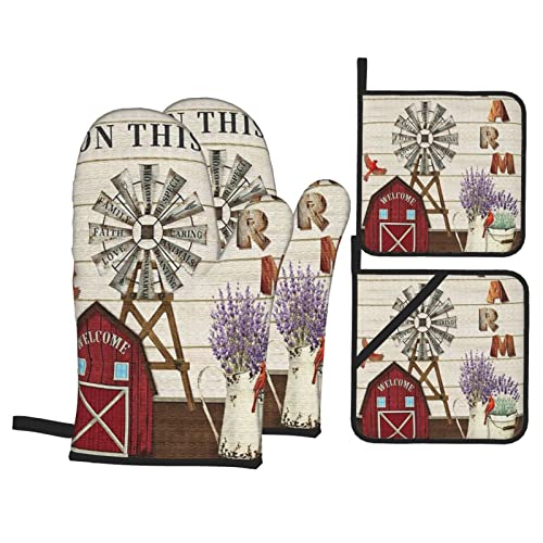 Oven Mitts and Pot Holders Sets of 4 (4 Count)