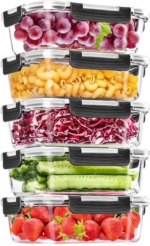 Large Glass Food Storage Containers with Lids Airtight