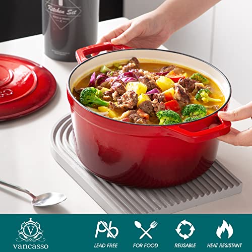 6 Qt Round Enameled Cast Iron Dutch Oven with Lid & Handles