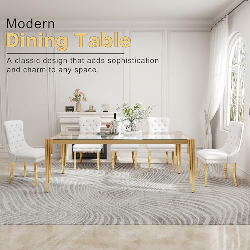 78'' Modern Glass Dining Table for 6