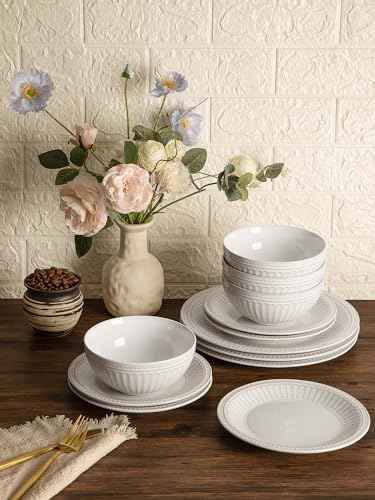 Ceramic Plates and Bowls Sets (24 Count)