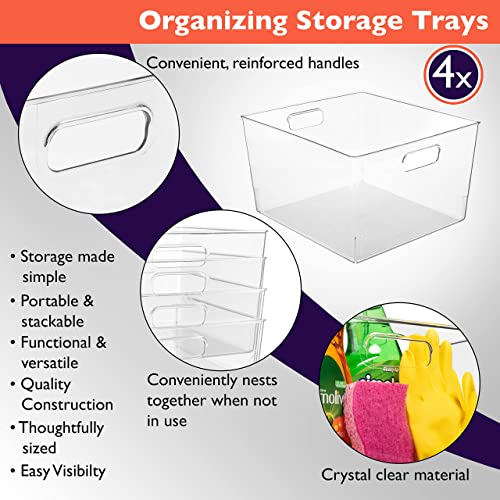 Clear Plastic Storage Bins for Kitchen (4 Count)