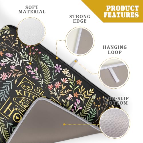 Vintage Microfiber Dish Drying Mat Wildflowers Leaves Absorbent Dry Mat for Kitchen Counter Decor