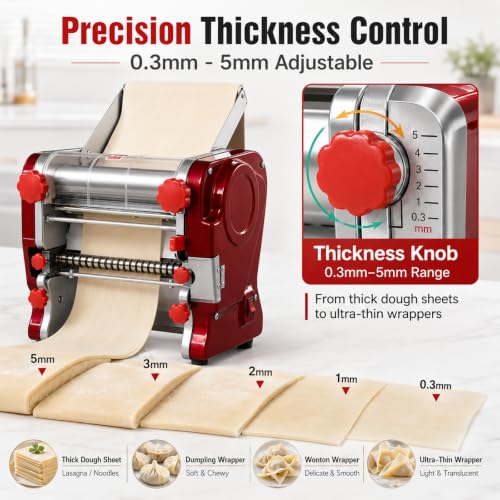 Electric Pasta Making Machine Commercial Noodle Spaghetti Maker Dough Roller with 2mm